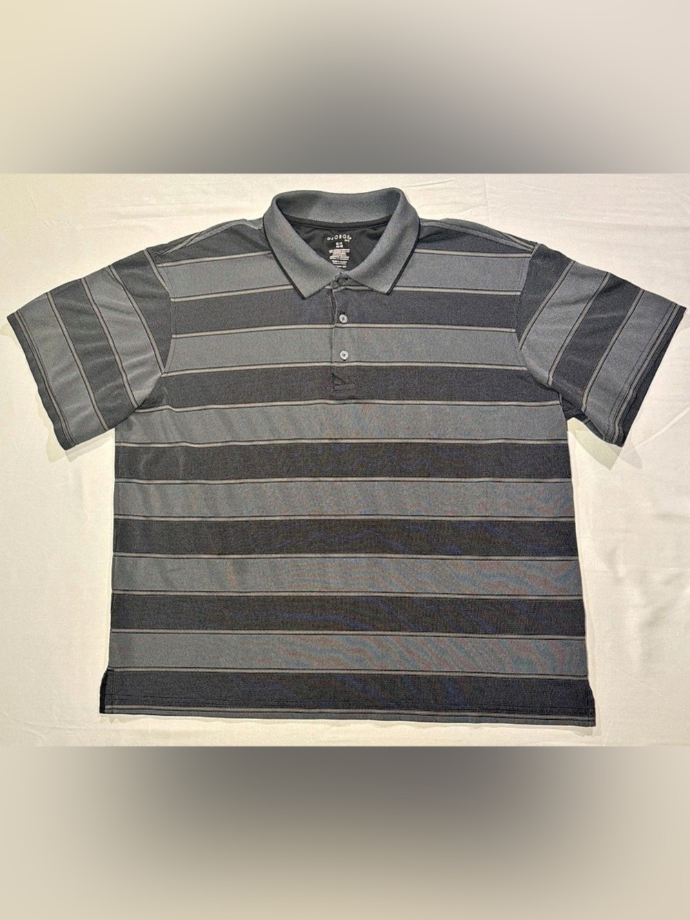 GEORGE Golf Men’s XL Striped Polo Shirt Black Gray Moisture Wicking